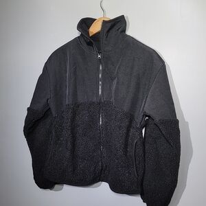 Mta Sport Fleece Sherpa Oversized Cropped Zip-Up Jacket